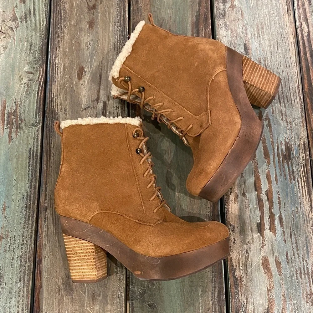 Ralph Lauren Denim & Supply Carsyn Women’s Boots Size 7.5 Suede Chunky Heel Shoe